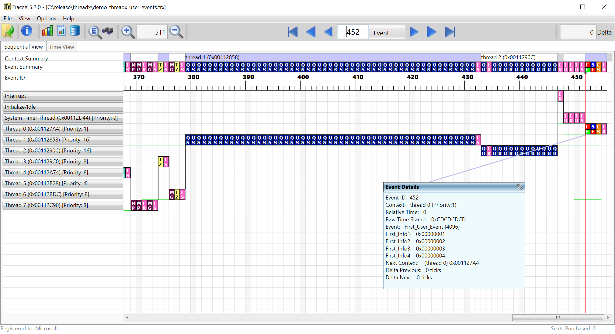 Screenshot of the double-click selection on an event.