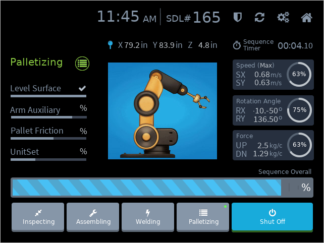 Screenshot of the GUIX industrial control.