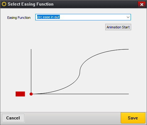Screenshot of the GUIX Studio Select Easing Function dialog.