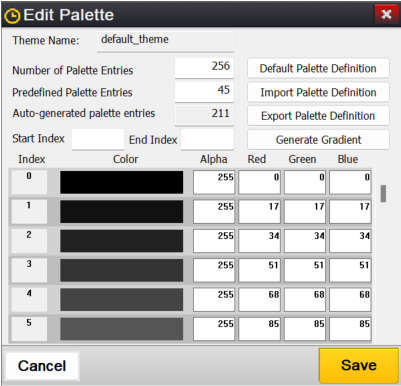 Screenshot of the Edit Palette dialog.