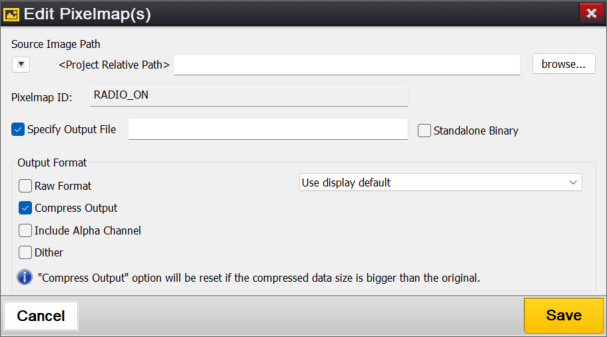 Screenshot of the Edit Pixel-maps dialog.