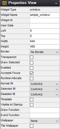 Screenshot of the GUIX Studio Properties View.