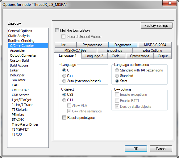 Screenshot that shows strict language conformance.