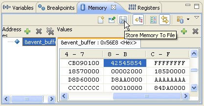 Screenshot of the Memory View in the BenchX tools.