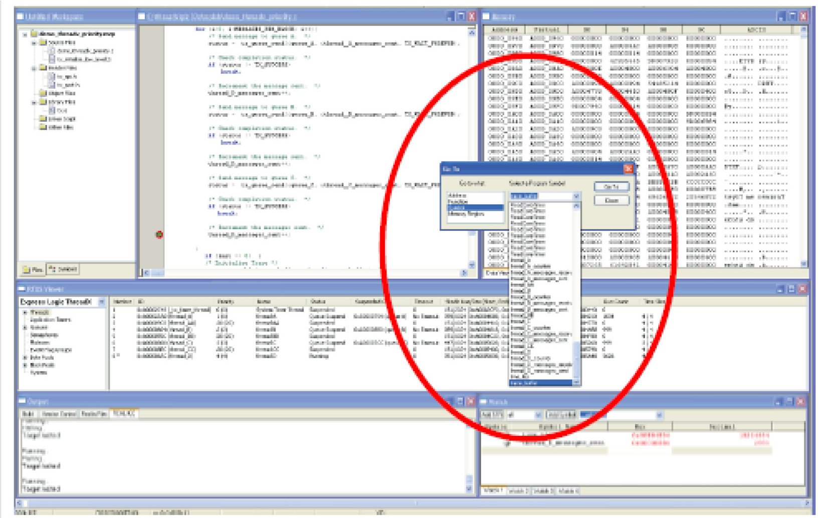Screenshot of an example showing the event_buffer being displayed.