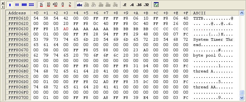 Screenshot of the Memory Window.