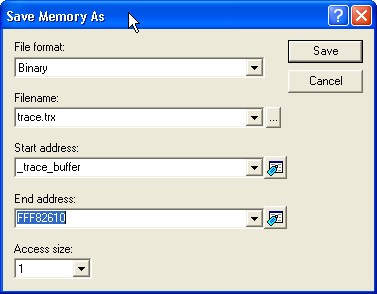 Screenshot of the Save Memory As dialog.