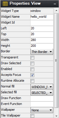 Screenshot of the Properties View dialog.