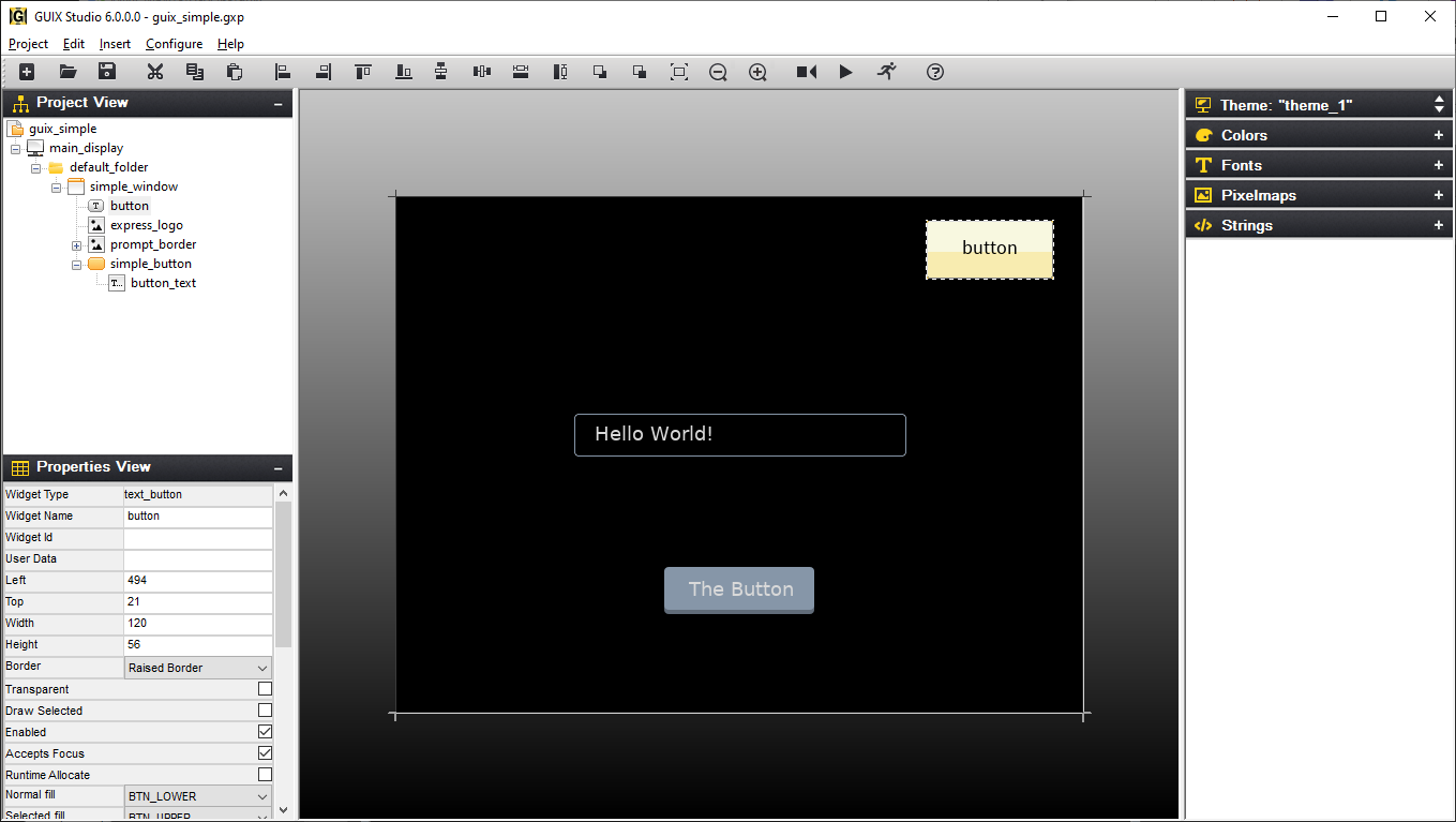 Screenshot of the button widget.