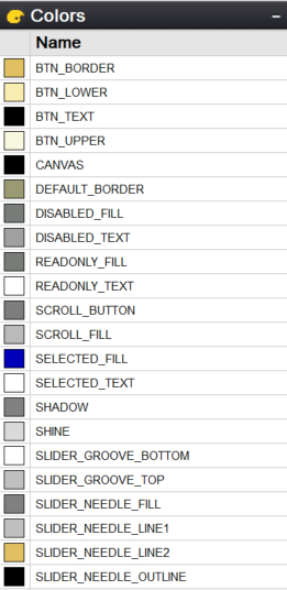 Screenshot of the Colors section of the Resource View