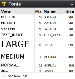 Screenshot of the Fonts section in the Resource View.