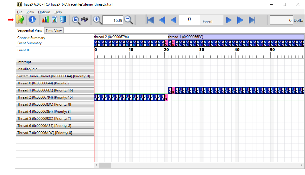 Screenshot of the TraceX tool bar.