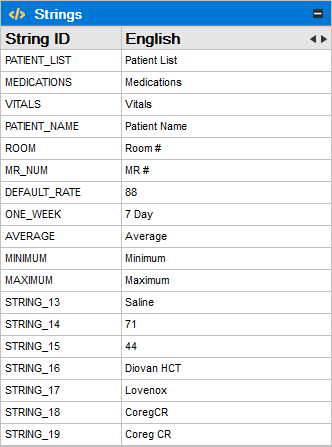 Screenshot of the expanded Strings group.